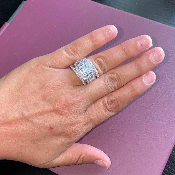 Elegant Silver 925 Band Ring 3 piece set - Picture 1 of 7